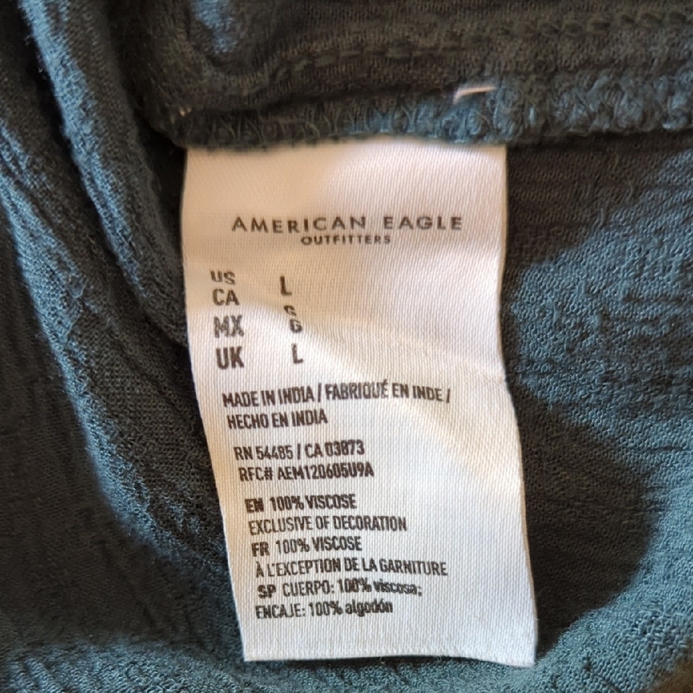 American Eagle Teal Blouse with Button Detail Babydoll Western Country Concert - Picture 10 of 12